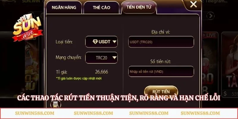 Các thao tác rút tiền thuận tiện, rõ ràng và hạn chế lỗi 